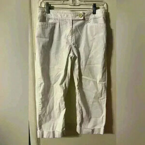 J. Jill Linen Stretch White Cropped Ankle Pants Size 2
